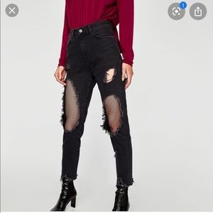 Zara Fishnet Boyfriend Jeans